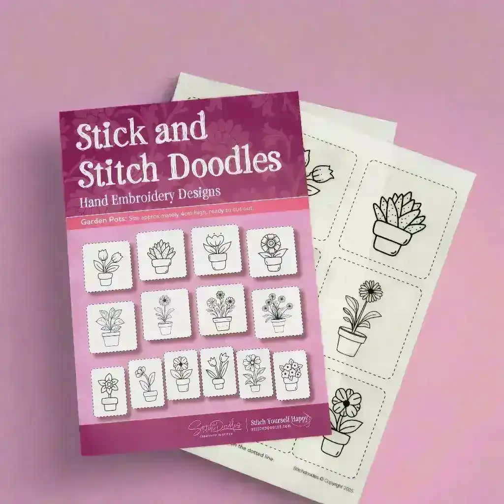 Stick and Stitch Doodles, Embroidery Garden Plant Pots , embroidery pattern , StitchDoodles , embroidery pattern, Embroidery Supplies, embroidery thread, hand embroidery, hand embroidery pattern, new, stick and stitch , StitchDoodles , shop.stitchdoodles.com
