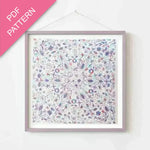 Framed floral pattern with 'PDF Pattern' text on a pink triangle