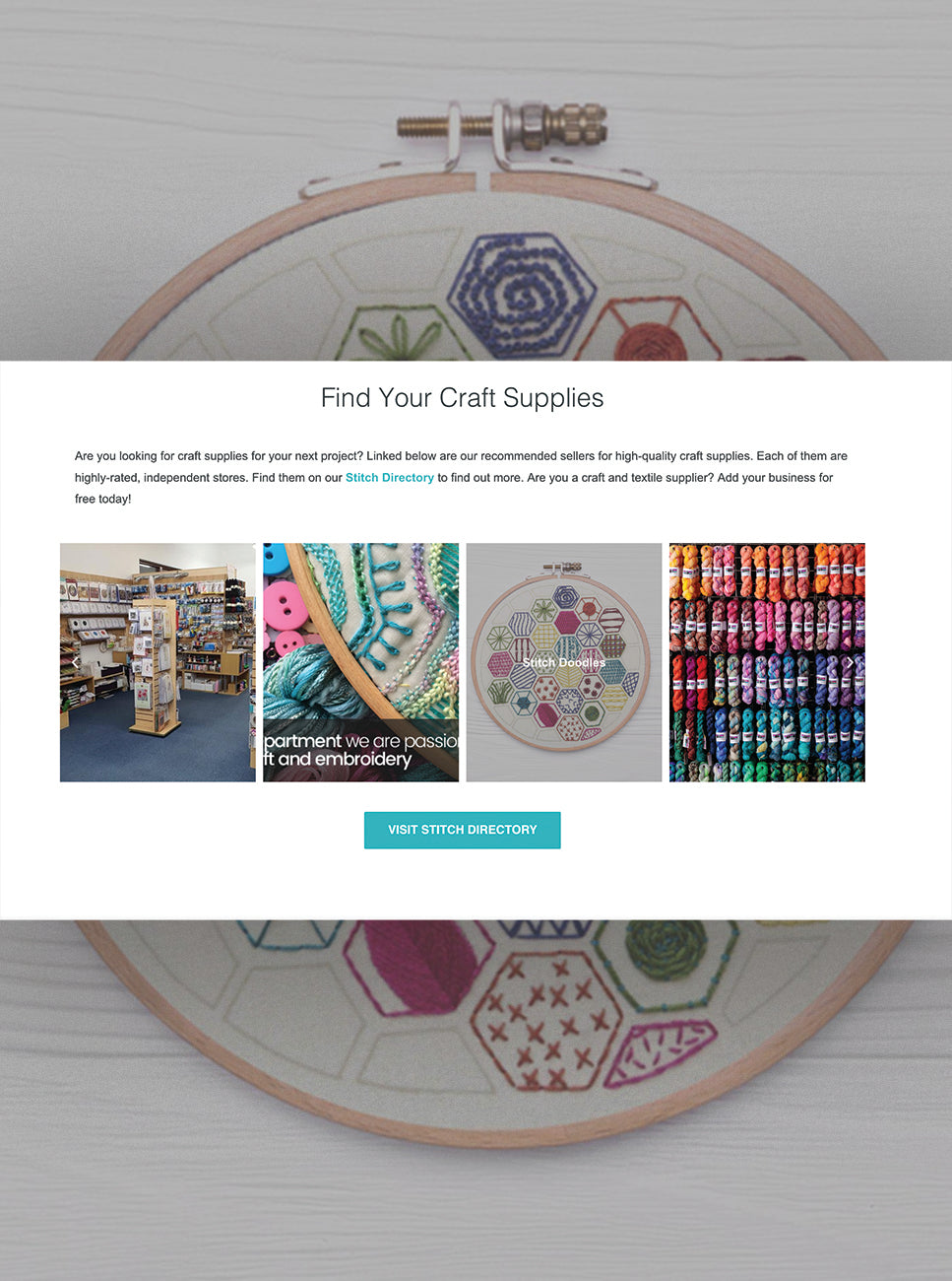feature on the homepage of the Stitch Directory 