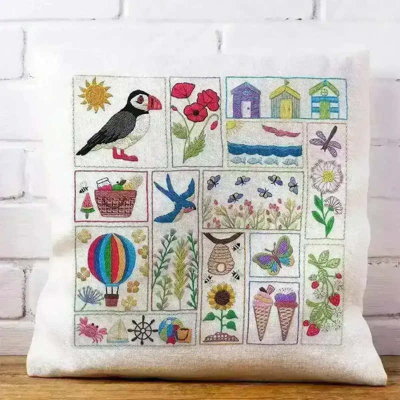 Summer Splendour, Hand Embroidery PDF Pattern , PDF Download , StitchDoodles , beach embroidery, bird embroidery, embroidery hoop kit, embroidery kit for adults, embroidery kit for beginners, embroidery kits for adults, embroidery kits for beginers, hand embroidery, modern embroidery kits, PDF pattern, pre printed fabric, stitch a long, summer embroidery , StitchDoodles , shop.stitchdoodles.com