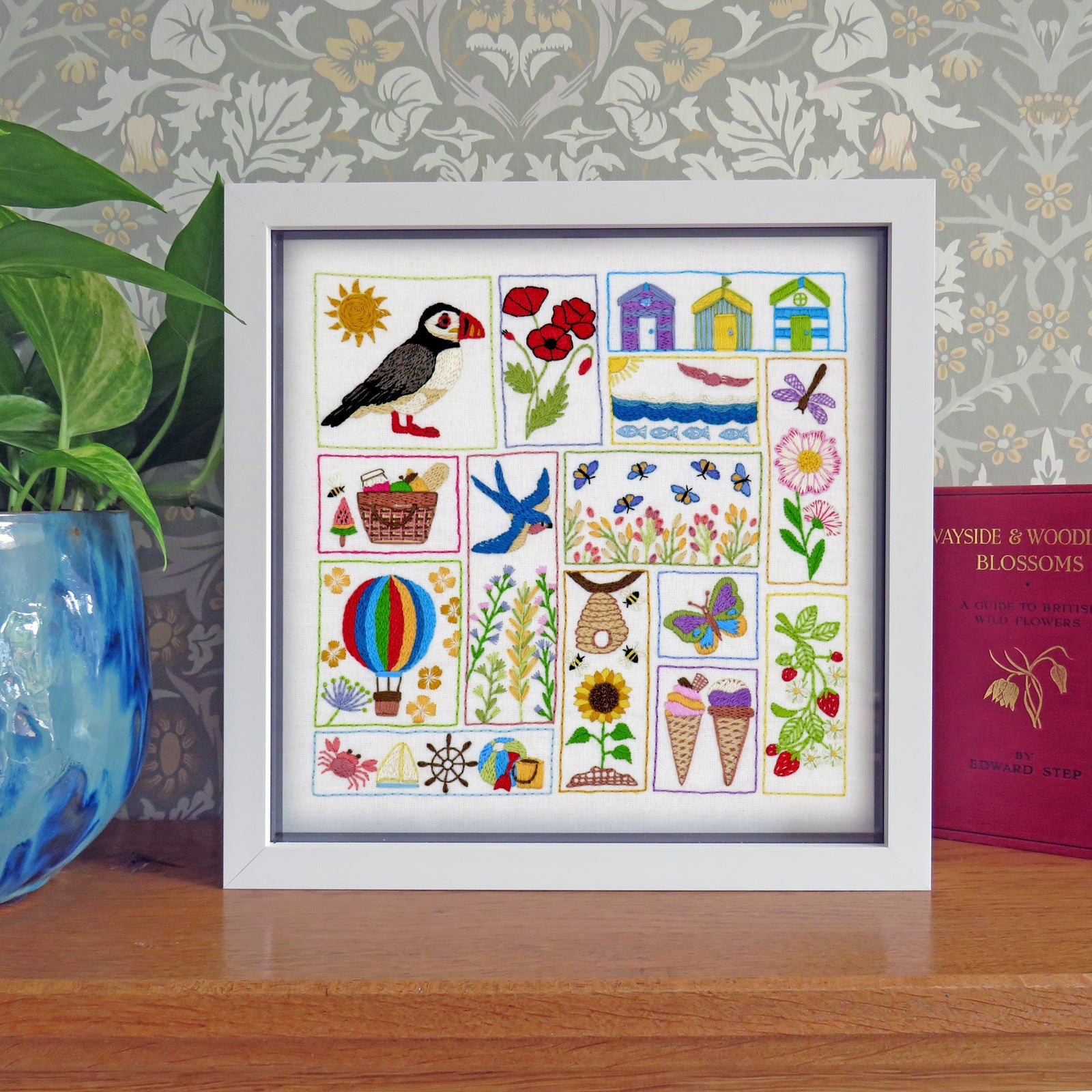 summer splendour hand embroidery kit pattern framed