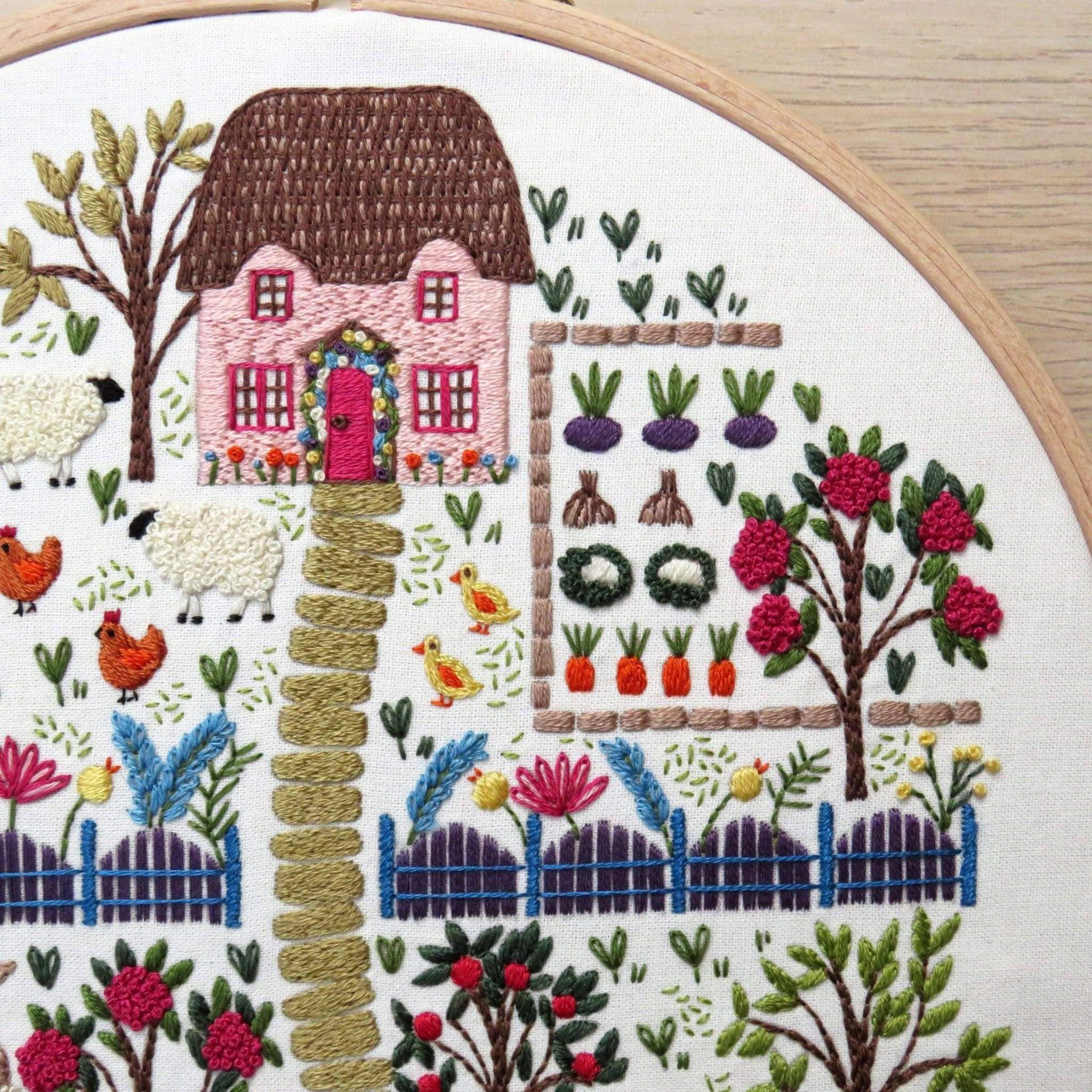 The Homestead, Pre Printed Embroidery Fabric Panel PLUS PDF Pattern , Pre Printed Fabric Pattern , StitchDoodles , bird embroidery, Embroidery, embroidery hoop, embroidery hoop kit, embroidery kits for beginners, embroidery pattern, garden embroidery, hand embroidery, hand embroidery fabric, hand embroidery kit, hand embroidery seat frame, nurge embroidery hoop, PDF pattern, Printed Pattern, unique embroidery kits , StitchDoodles , shop.stitchdoodles.com