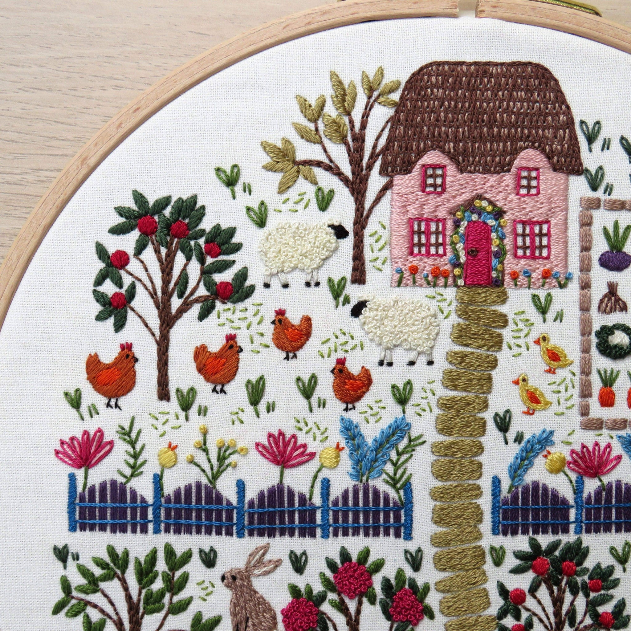 The Homestead, Pre Printed Embroidery Fabric Panel PLUS PDF Pattern , Pre Printed Fabric Pattern , StitchDoodles , bird embroidery, Embroidery, embroidery hoop, embroidery hoop kit, embroidery kits for beginners, embroidery pattern, garden embroidery, hand embroidery, hand embroidery fabric, hand embroidery kit, hand embroidery seat frame, nurge embroidery hoop, PDF pattern, Printed Pattern, unique embroidery kits , StitchDoodles , shop.stitchdoodles.com