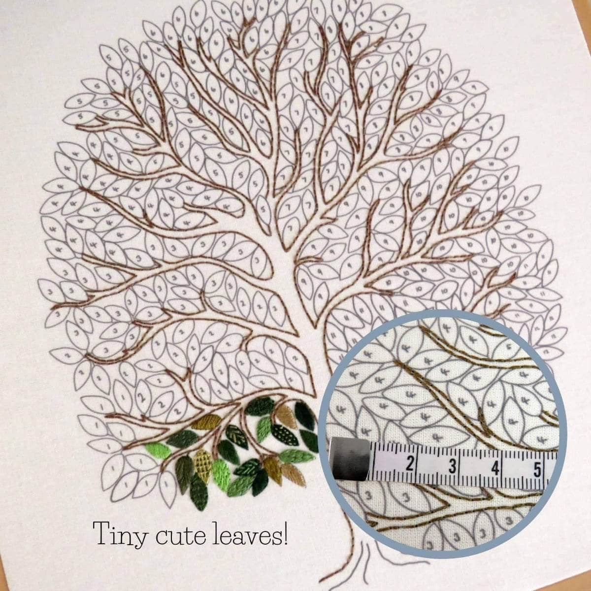 A Year of Tiny Leaves Pre Printed Embroidery Fabric Pattern , Pre Printed Fabric Pattern , StitchDoodles , embroidery hoop kit, embroidery kit for adults, embroidery kit for beginners, embroidery kits for adults, embroidery kits for beginers, hand embroidery, hand embroidery pattern, modern embroidery kits, Printed Pattern , StitchDoodles , shop.stitchdoodles.com