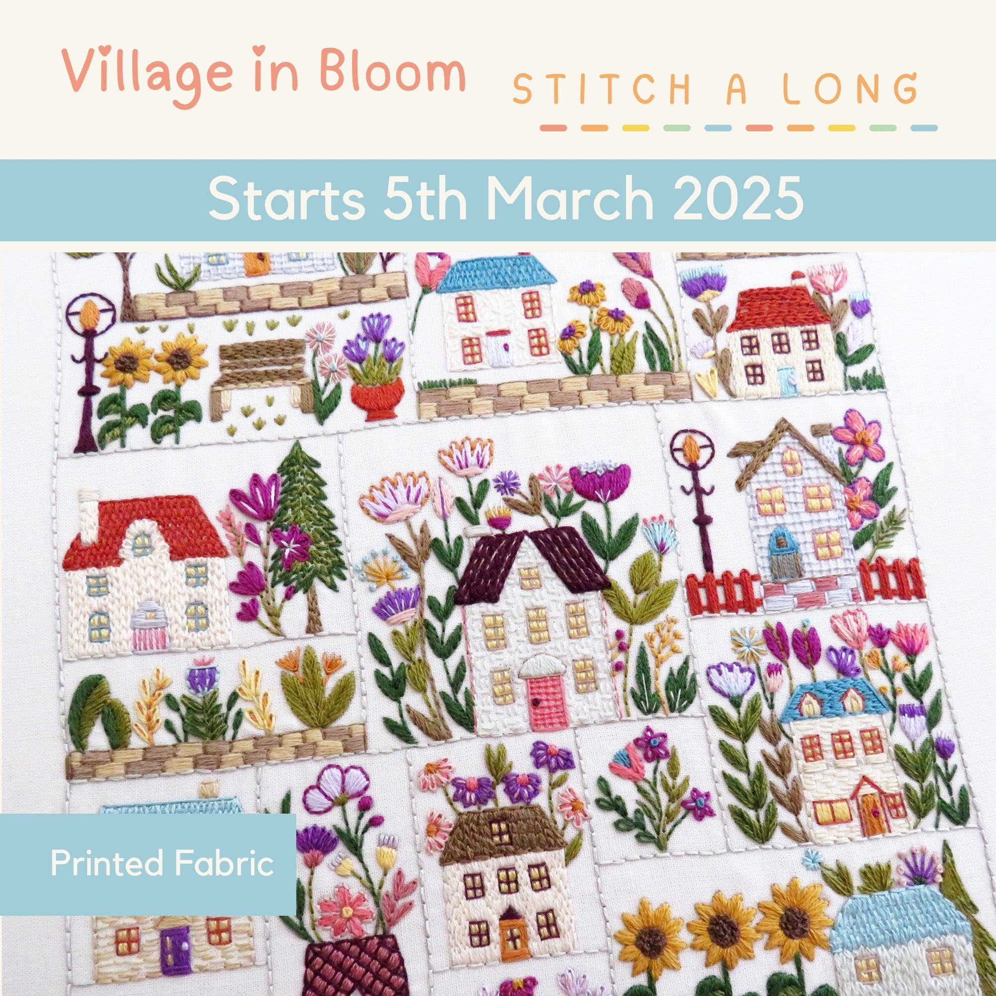 Village in Bloom SAL Printed Fabric Panel