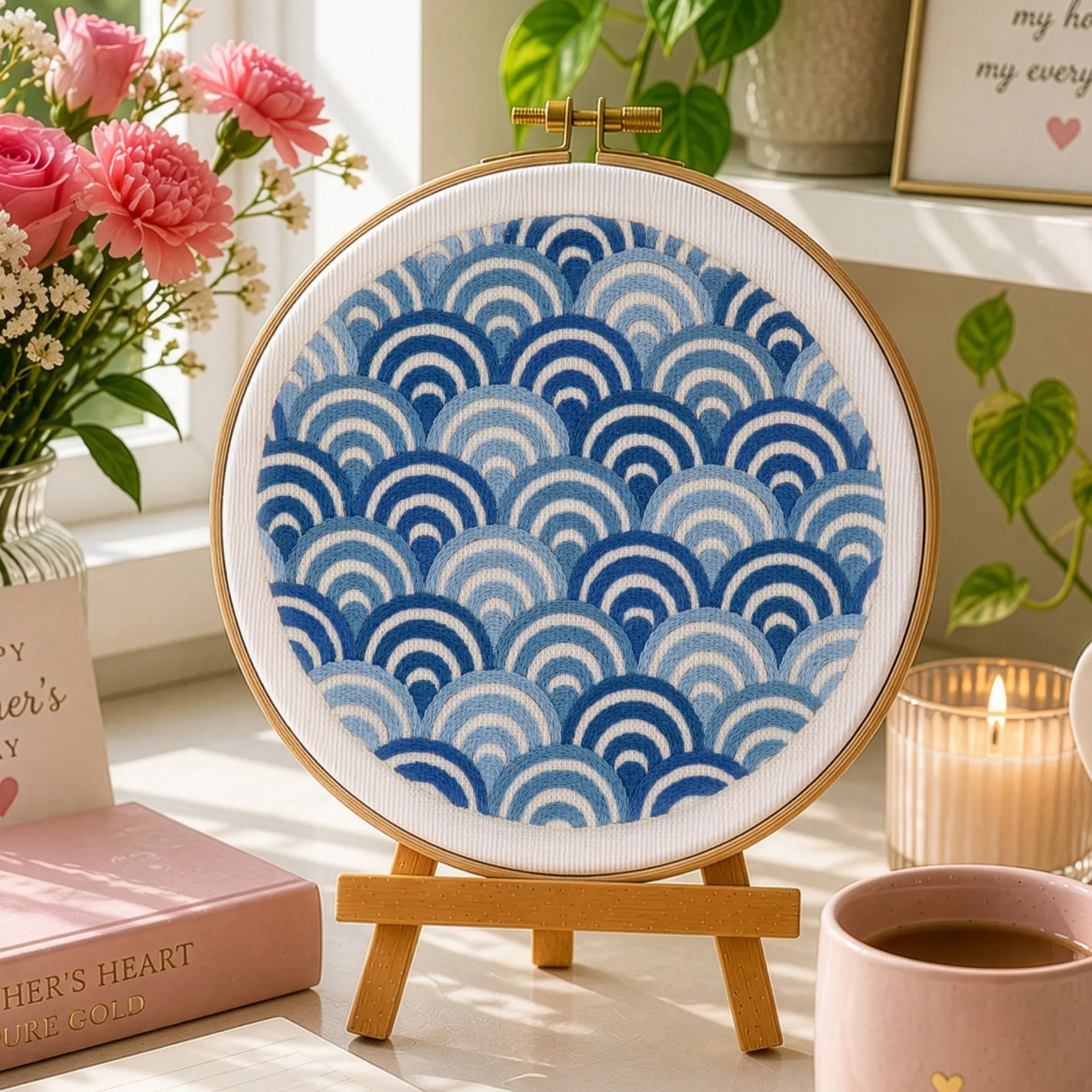 A gorgeous colourful way of having holiday memories all year round. and its completed with one stitch - Stem stitch.