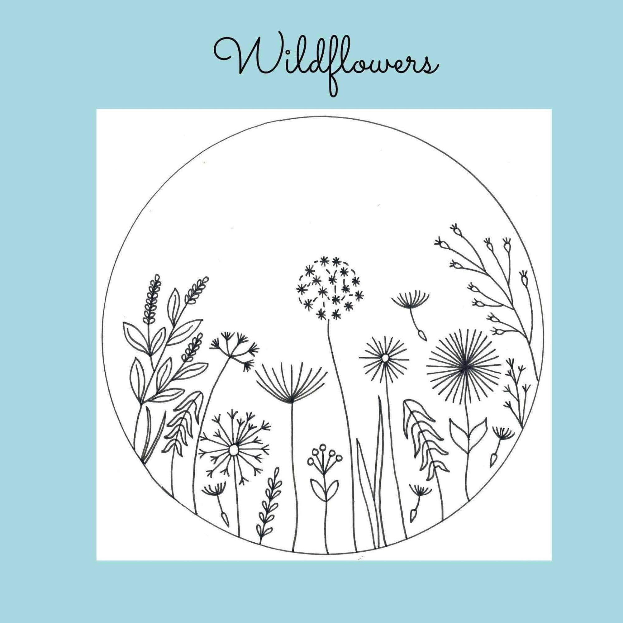 Wild Flowers Hand Embroidery Template , PDF Download , StitchDoodles , embroidery hoop kit, embroidery kit for adults, embroidery kit for beginners, embroidery kits for adults, embroidery kits for beginers, hand embroidery, modern embroidery kits, PDF pattern , StitchDoodles , shop.stitchdoodles.com