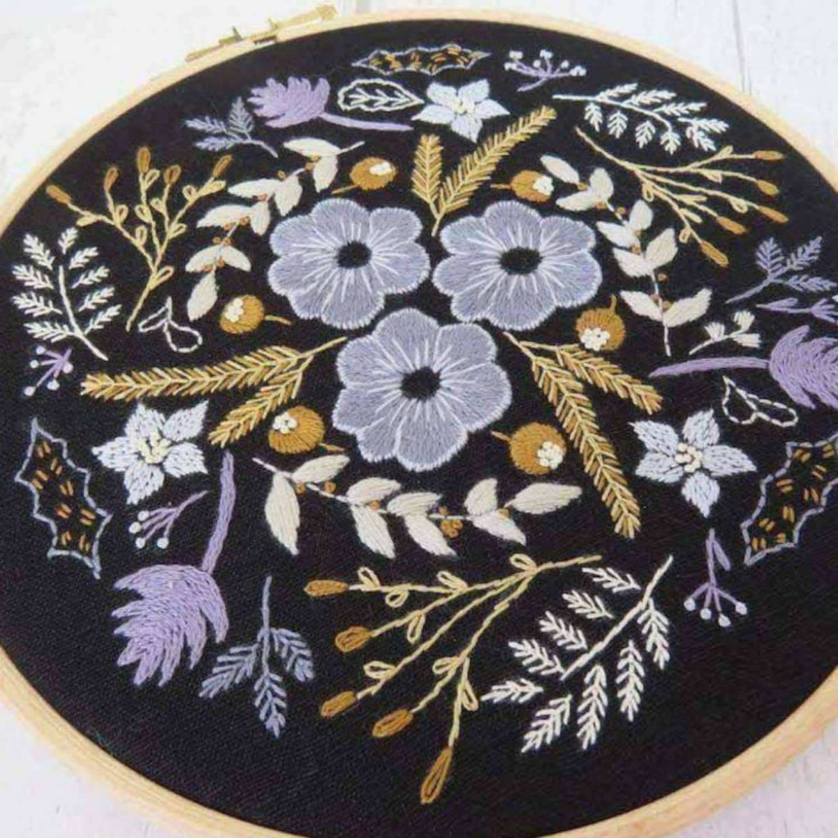 Winter Flowers, Hand Embroidery Pattern , PDF Download , StitchDoodles , embroidery hoop kit, embroidery kit for adults, embroidery kit for beginners, embroidery kits for adults, embroidery kits for beginers, modern embroidery kits , StitchDoodles , shop.stitchdoodles.com