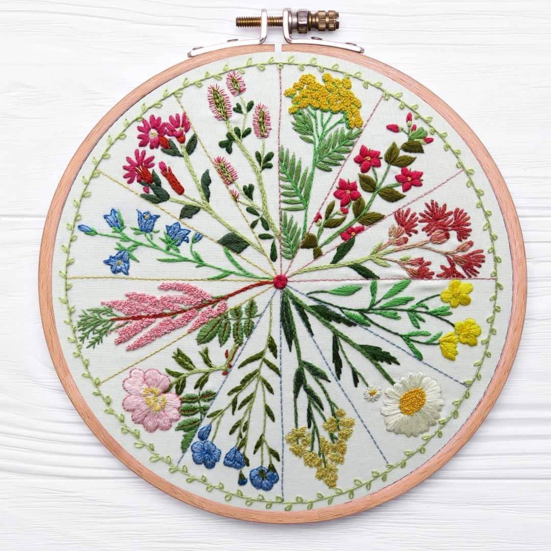 A Year of Woodland Blossoms Stitch A Long , SAL Course , Thinkific , embroidery hoop kit, Embroidery Kit, embroidery kit for adults, embroidery kit fro beginners, embroidery pattern, flower embroidery, hand embroidery, hand embroidery kit, hand embroidery pattern, modern embroidery kits, month embroidery, PDF pattern, Thinkific, year embroidery , StitchDoodles , shop.stitchdoodles.com