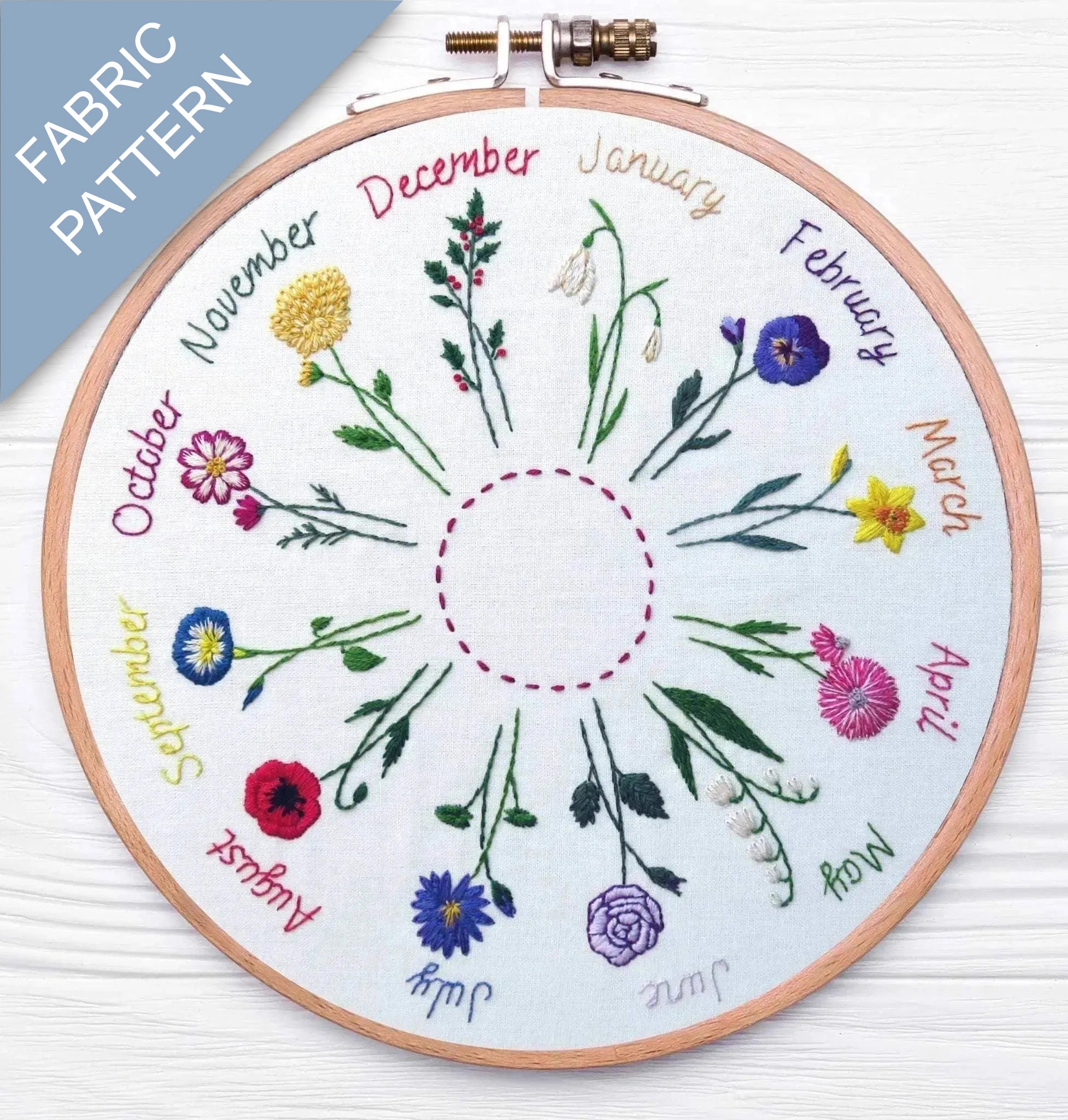 A Year of Flowers Pre Printed Fabric Pattern