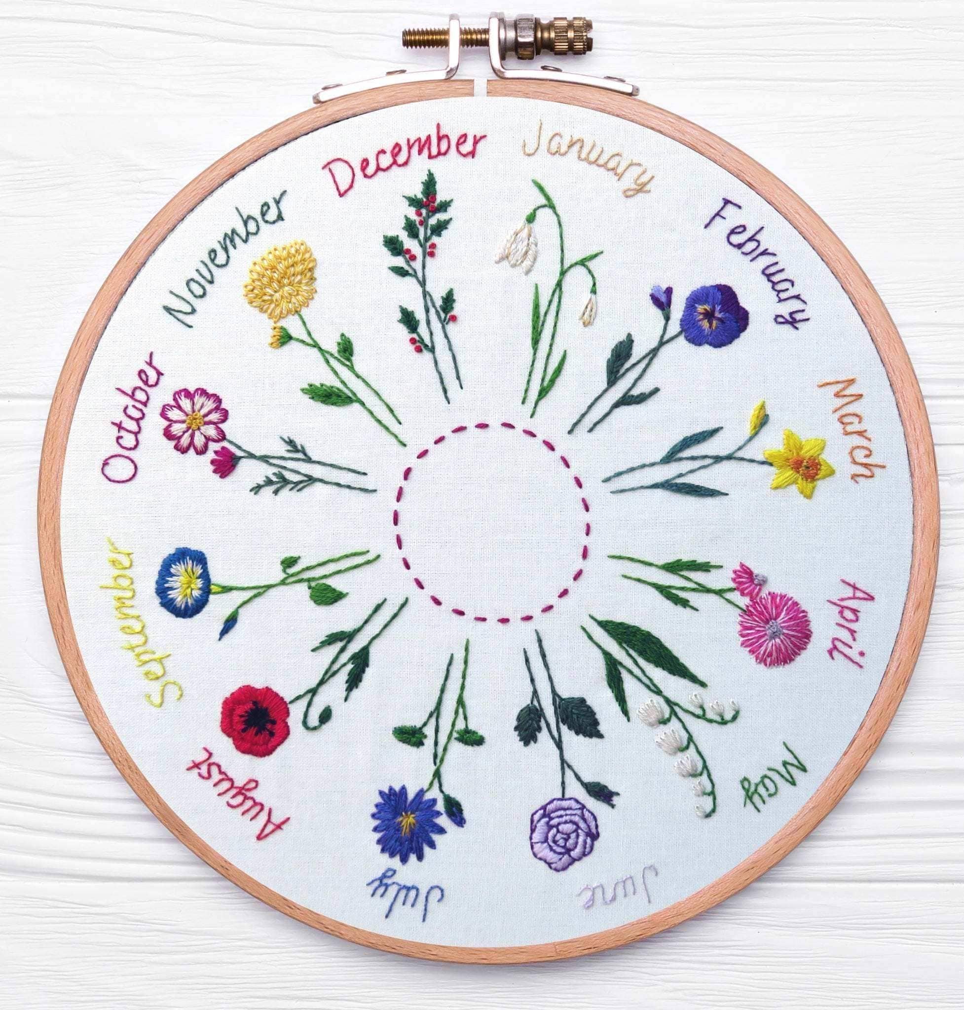 Year of Flowers PDF Embroidery Pattern , PDF Download , StitchDoodles , embroidery hoop kit, Embroidery Kit, embroidery kit for adults, embroidery kit fro beginners, embroidery pattern, flower embroidery, hand embroidery, hand embroidery kit, hand embroidery pattern, modern embroidery kits, month embroidery, PDF pattern, year embroidery , StitchDoodles , shop.stitchdoodles.com